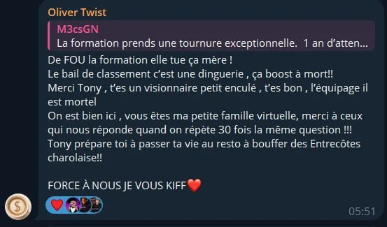 Message d'un membre de la formation