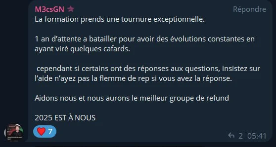 Message d'un membre de la formation